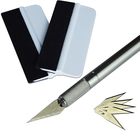 Ehdis Vinylfolie-Installations-Applikator-Kits: Mini Soft Wrapping Tint Squeegee, 30 Grad Handwerksmesser mit Sicherheitskapp