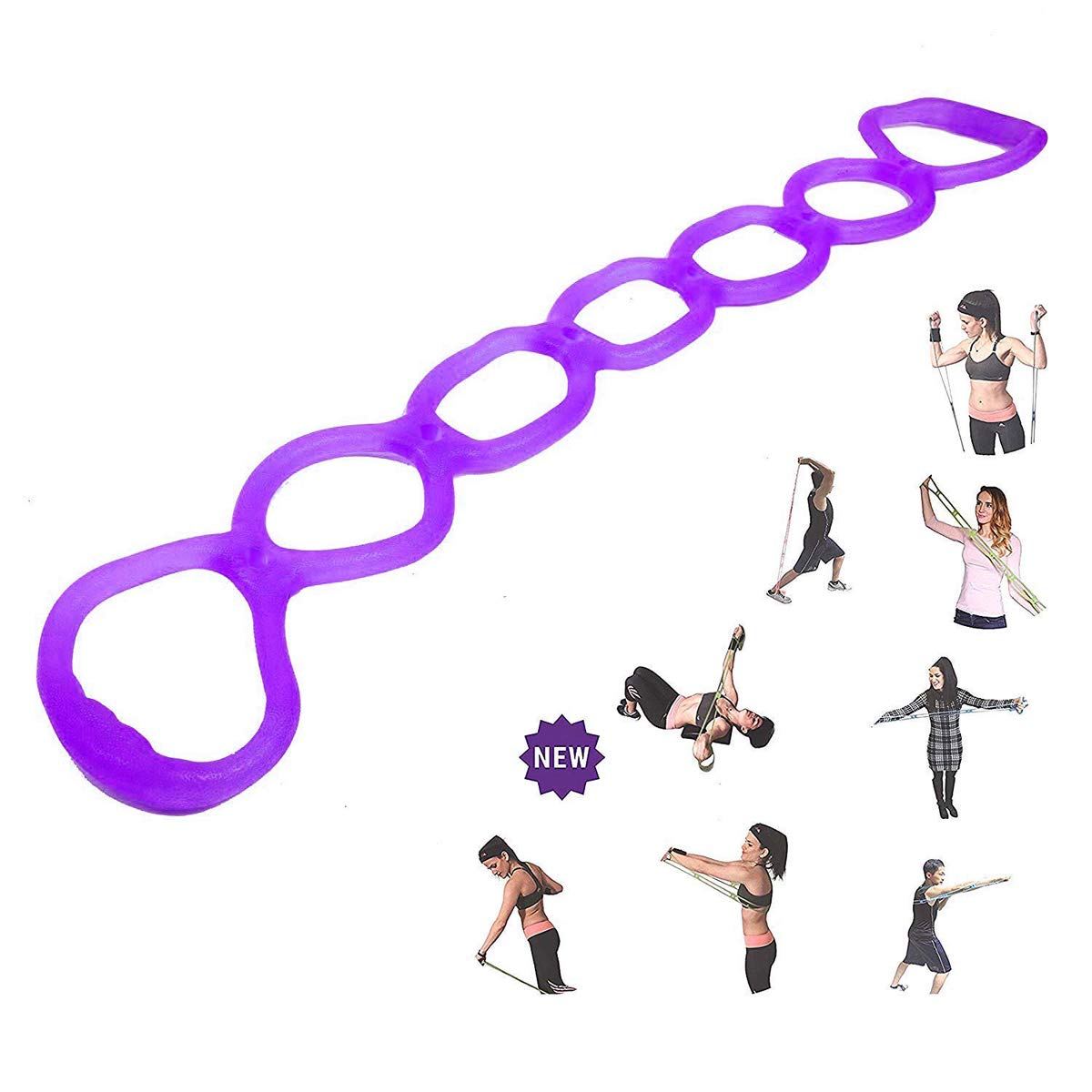 Photo 1 of 7 Ring Stretch Resistance Exercise Band - Miracle Miles Band, Yoga Stretching, Arm, Shoulders Foot, Leg Butt Fitness Home Gym Physical Therapy Band(Purple)