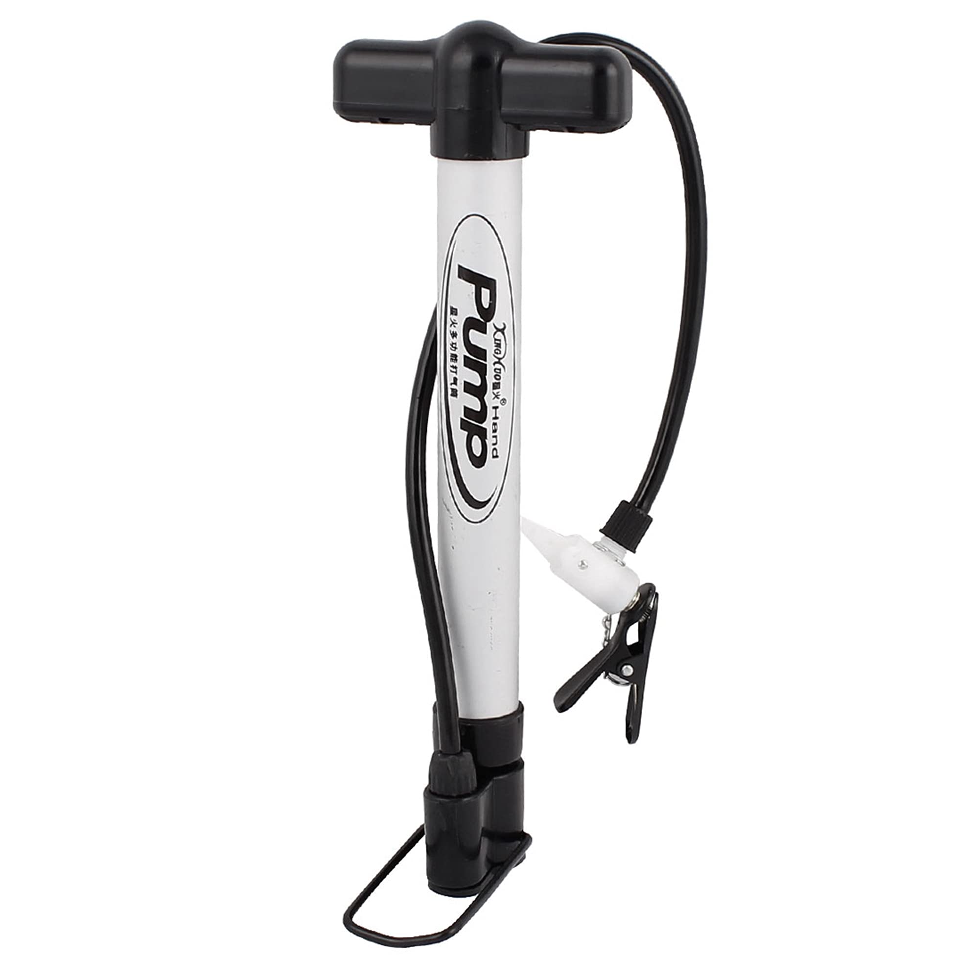 sourcing map Portable Air Pump for Bike Ball Silver Tone Black