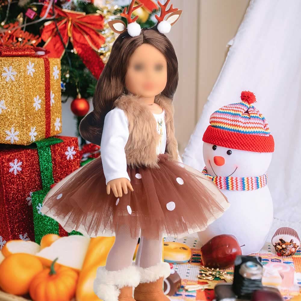 Sweet Dolly 18 Inches Doll Clothes Christmas Deer Costume Tutu Dress fits 18 Inch Doll