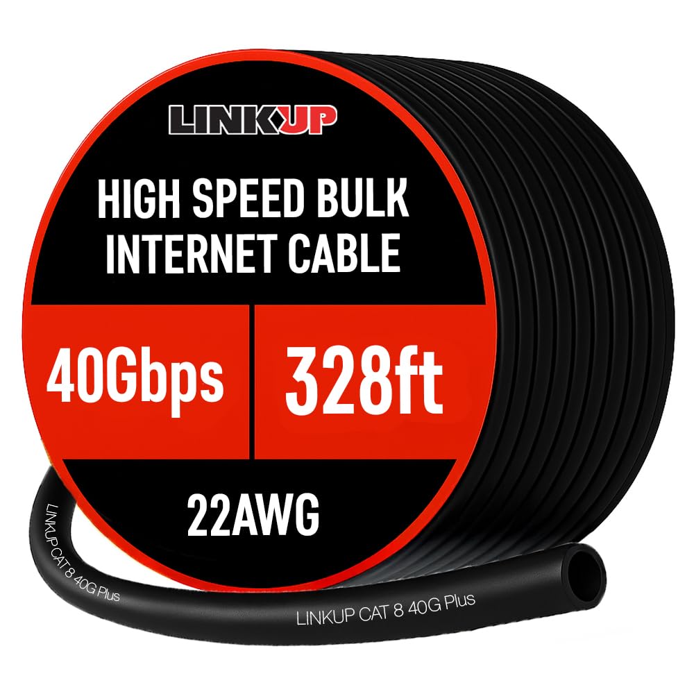 Cable Ethernet LINKUP Cat8 | 22 AWG | 100m, negro