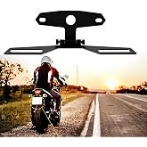 Universal Motorcycle License Plate Bracket, Adjustable Folding Mount Holder with Tail Light, for Scooter ATV Dirt Bike.Car Accessories (Black#M)