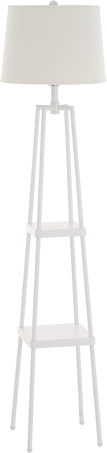 Catalina Lighting 21405-001 Modern Metal Floor Lamp with Shelves and Beige Linen Shade for Living, Bedroom, Dorm Room, Office, 58