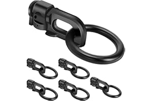 ONESNT L-Track Double Stud Tie Down Fitting with O Ring | Used with L Track Rail for Truck Bed,Trailer Cargo Control,Pickup,RV,ATV,Bearing 5000 LBS Heavy Duty Steel (Pack of 6 Black)