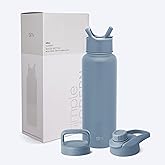 Simple Modern Water Bottle with Straw, Handle, and Chug Lid Vacuum Insulated Stainless Steel Metal Thermos Bottles | Large Leak Proof BPA-Free Sports Flask | Summit Collection | 40oz, Blue Dune
