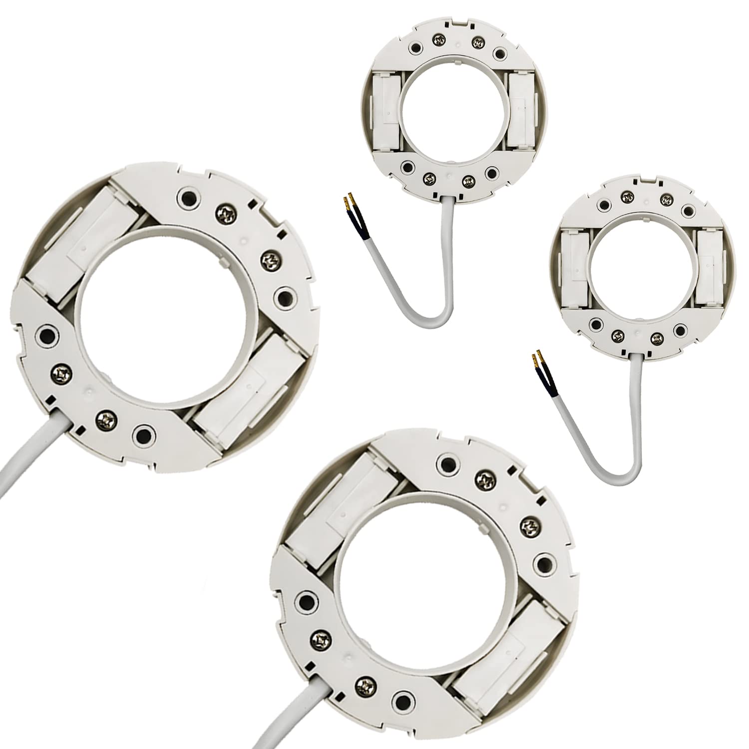 CYIOU 4pcs GX53 Base Lamp Socket Connector Closet GX53 Lamp Holder Surface Mount Socket with 11cm Wiring Cable for Mounting LED Lights and CFL Bulbs (White)