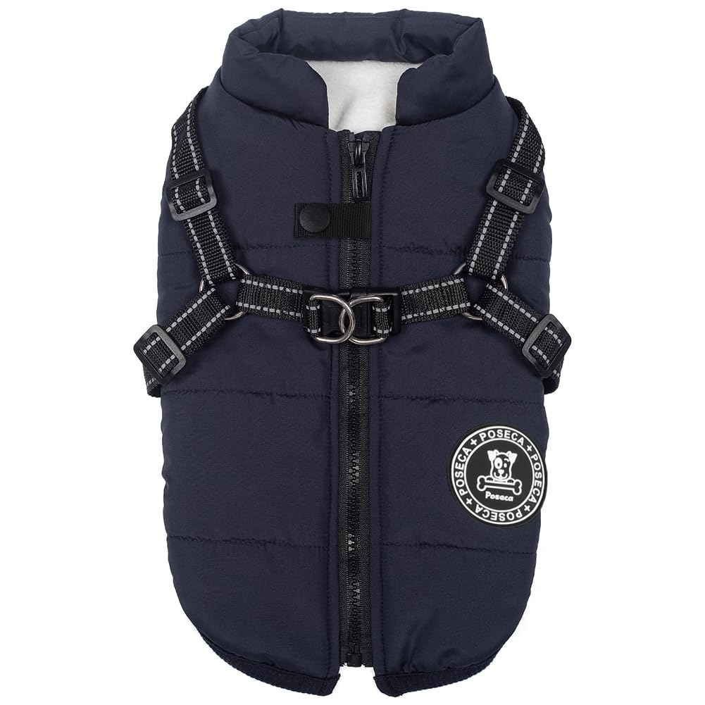 Poseca Dog Coat with Harness,Dog Coats Waterproof,Small Dog Harness Jacket,Puppy Winter Fleece Jackets,Winter Waterproof Coat with Reflective Harness and Zipper for Small Medium Large Dogs — image 1