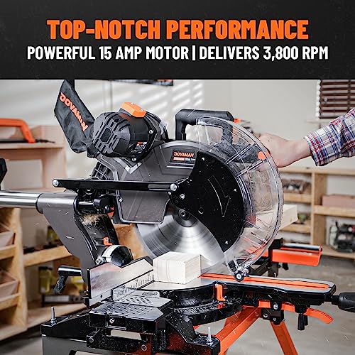 DOVAMAN DMS03A Miter Saw, 12 inch Dual Bevel Compound Miter Saw, 15A