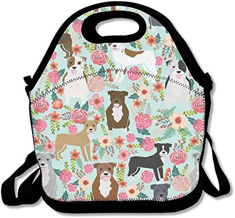 Pitbull Terriers Cute Dogs Lunch Bag Lunch Tote Lunchbox Handbag Reusable For Adult,Kids,Insulated,Stretchy,Reusable,Washable,Zipper,School Work Office Camping Travel