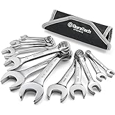 DURATECH Stubby Combination Wrench Set, SAE, 11-Piece, 3/8'' to 1'', 12-Point, CR-V Steel, with Rolling Pouch