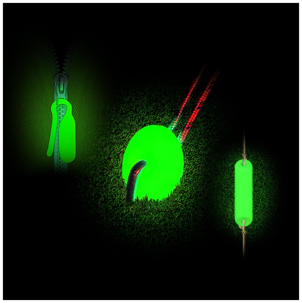 GLO-X Campers Essentials Pack - Powerful Glow in the Dark Camping Accessories for Tent Campers - Round & Straight Mini Glow MARKERS - Glow Zipper Pulls - Solar Powered Markers 12+ Hours Illumination