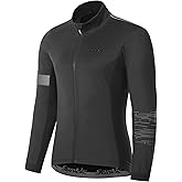 Santic Men's Windproof Thermal Cycling Jersey, Winter Long Sleeve Bike Jacket with Full Zip & Pockets