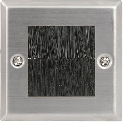 AV Link Brush Wallplate Single Steel Large Aperture Twin Brush