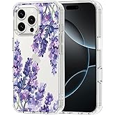 MOSNOVO Case for iPhone 16 Pro Max, [Buffertech 6.6ft Military-Grade Drop Protection] [Anti Peel Off Tech] Clear TPU Bumper Phone Case Cover Design - Lavender