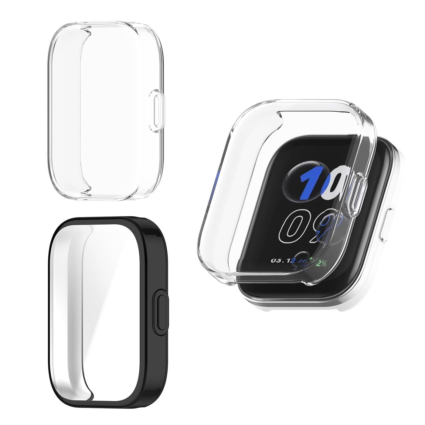 HOMTERN [3-Pack] Cases Designed for Amazfit Bip 5 Unity, Soft TPU Lightweight Shell Drop-proof Scratch-Proof Flexible Screen Full Covered Protective Case,1 Black And 2 Clear