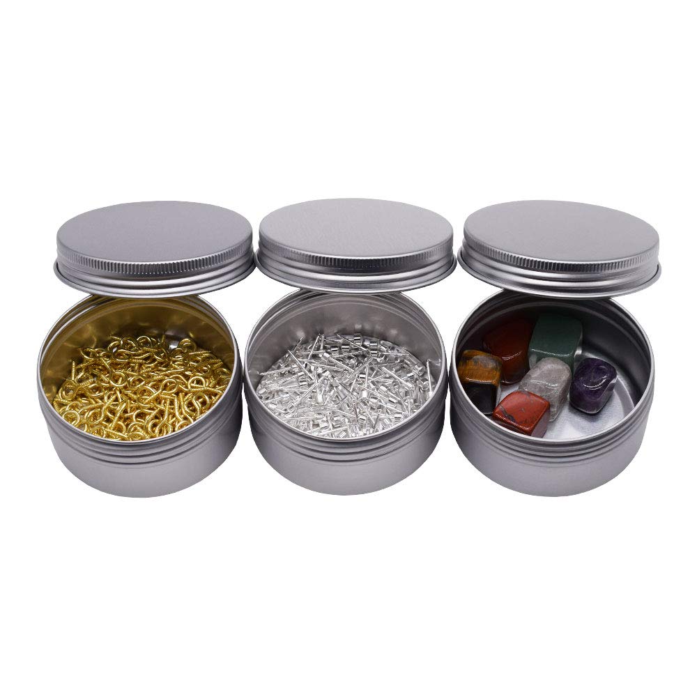 3 oz 15 Packs Round Aluminum Tin Cans Screw Top Metal Steel