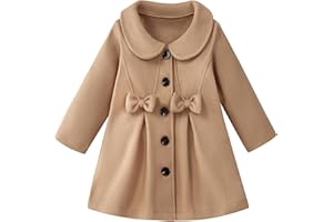METYOUEZE Toddler Baby Girl Dress Coat Lapel Button Jackets Clothes Long Sleeve Solid Color Fall Winter Outfit