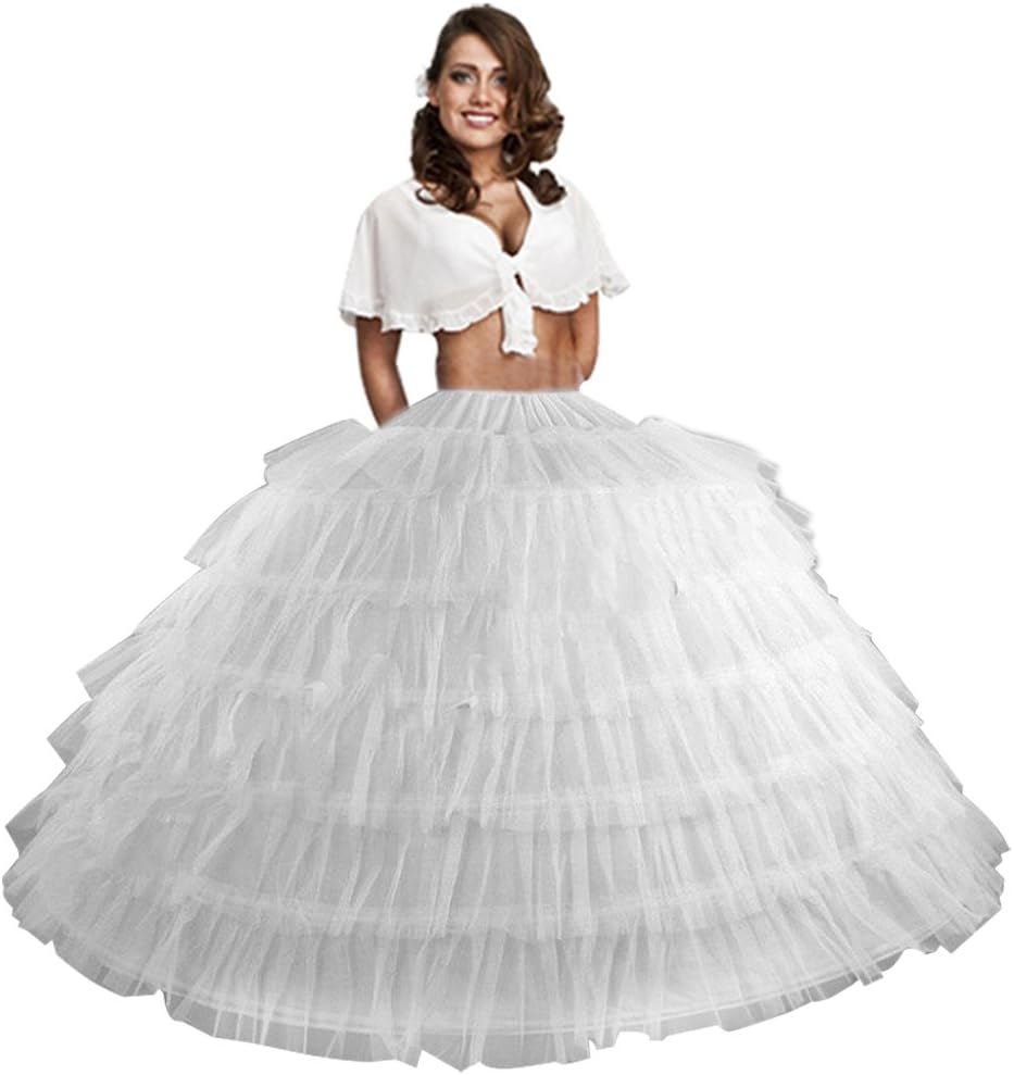 Edith qi Women's Six Hoops Petticoats Crinoline Half Slips Bridal Wedding Accessories Multicolor