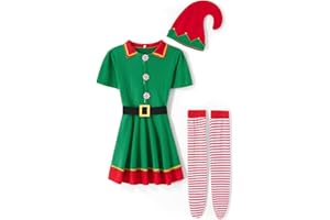 Muimray Christmas Elf Costume for Toddler Baby Boys Girls Santa Costume Outfit Xmas Clothes Top +Pants + Hat Cosplay Outfit