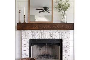 JOLLYMER Floating Wood Mantel Shelf,Rustic Fireplace Mantel Decor,Farmhouse Shelf (60" W x 6" D x 6" H)