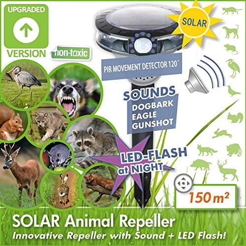 TYNICE PIR Bird Repeller Motion Activated with Flashing LED Light and Sound (Harmless)to Repel Animal Bird Bat Pigeon Away for Garden/Yard/Farm/Balcony