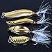 Fishing Lures Gold Metal Jig Lures Crankbait Casting Sinker Swimbaits Fishing Spoons with Treble Hooks and Feathers Bait for Striped Bass Lures Trout Freshwater Saltwater Fishing (Pack of 4)