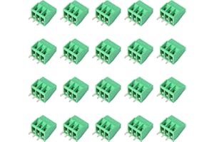 JHCBKFF 20PCS 3Pin 2.54mm 0.1" Pitch PCB Mount Screw Terminal Block Connector, Terminals 150V 6A for 26-18AWG Cable