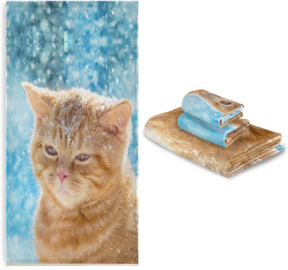 CaTaKu Towels Set 3Piece, Animal Cat Towel Bathroom Sets, 1 Bath Towel