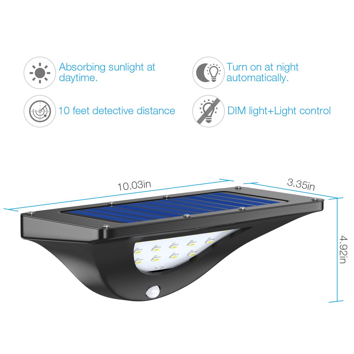 Poweradd 16 LED Solar Light, Super Bright Solar Powered Wireless PIR Motion Sensor Security Wall Light Lamp, IP 55 Waterproof Outdoor Light for Garden, Yard, Driveway, Pathway.