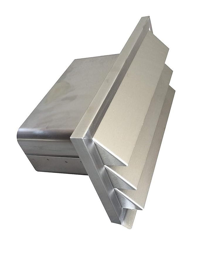 Lüftungsgitter Edelstahl mit Stutzen für Flachkanal DN 150 mit 2 Schaumgummidichtungen