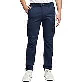 VOPOKER Cargo Pants for Men Cotton Fabric 6 Deep Pockets Straight-Leg Design Work Pants for Men Navy Blue 40