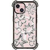 CASETiFY Bounce iPhone 15 Case [6X Military Grade Drop Tested / 21.3ft Drop Protection/Compatible with Magsafe] - Chrome Doodles - Clear Black