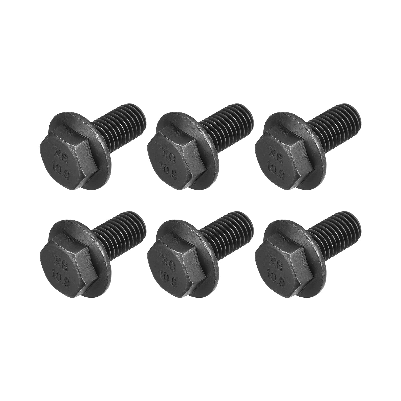 METALLIXITY Flanged Hex Head Bolts (M12x25mm) 6pcs, Hexagon Serrated Flange Bolt Fully Thread Screw - for House Construction Hardware Fasteners