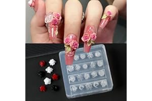 LIFOOST 3D Rose Flower Nail Mold Silicone Nail Tools Classic Floral Carving Template Nail Art Resin Molds for DIY Nails Design