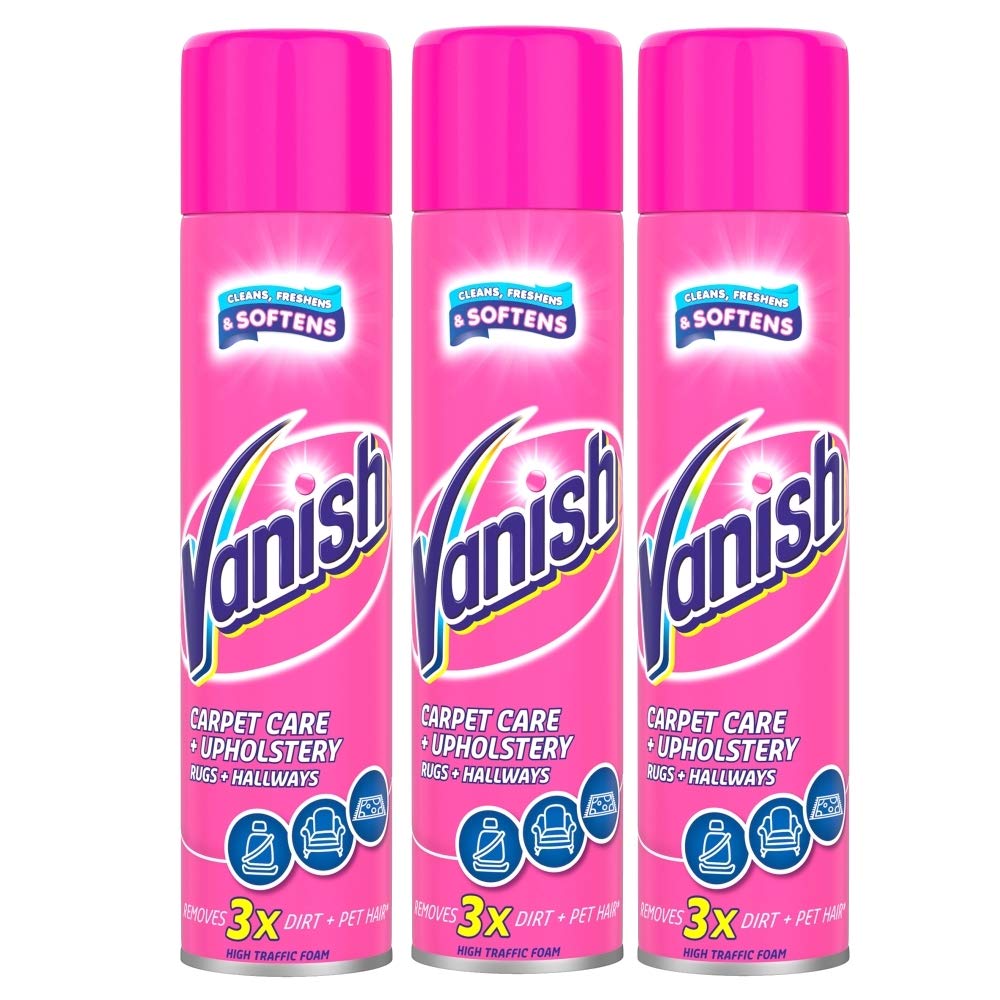 Vanish Oxi Action Upholstery & Carpet Cleaner, Stain Remover Foam for Large Area Cleaning, 600ml | Spring Flowers Fragrance | Cleans and Freshens your Carpet | Pack of 3