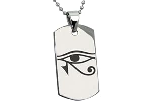 Tioneer Stainless Steel Egyptian Eye of Horus Symbol Dog Tag Pendant Necklace