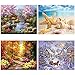 Aneco 4 Pack DIY 5D Diamond Painting Kit Full Diamond Painting Four Seasons Landscape Rhinestone Embroidery Painting for Home Wall Decoration