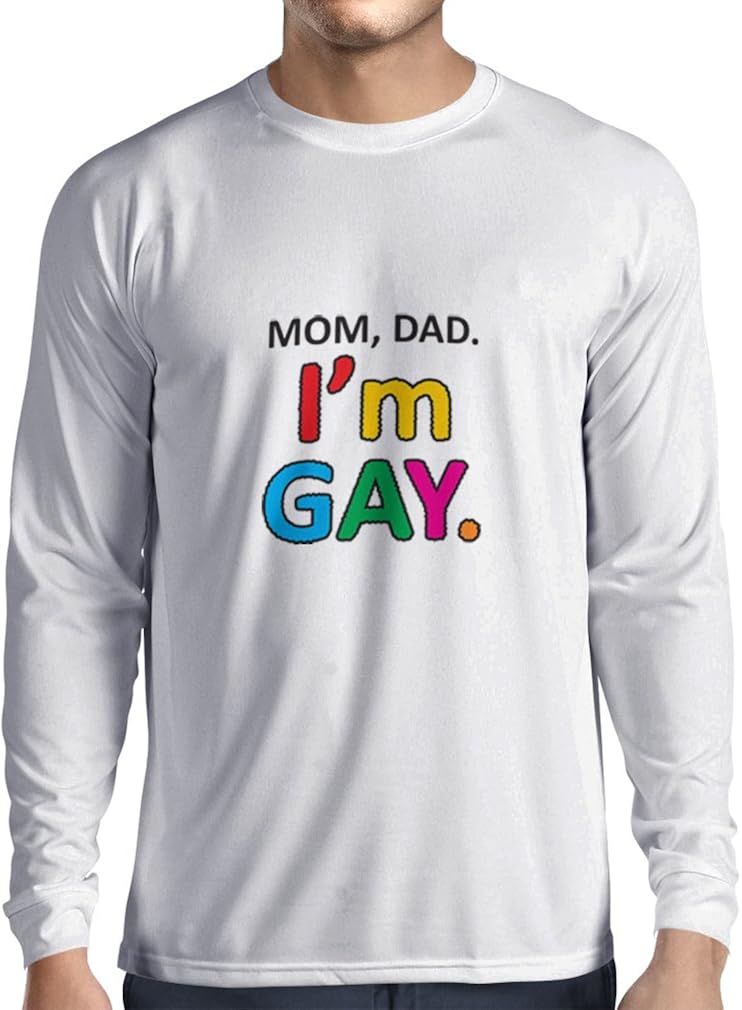 lepni.me Camiseta de Manga Larga para Hombre Mamá, papá, Soy Gay! Estilo Retro Orgullo Arco Iris: Amazon.es: Ropa y accesorios