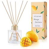 100ml Scent Diffuser with 6 Fiber Sticks, 3.5 oz Reed Diffuser Set Aromatherapy Fragrance Diffusers Air Fresheners for Home Bedroom Bathroom (Mango)