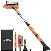 JOYTUTUS 41.5″ Extendable Snow Brush and Ice Scraper, 270°Pivoting Snow Scraper Brush for Car Windshield, Telescoping Ice Scr