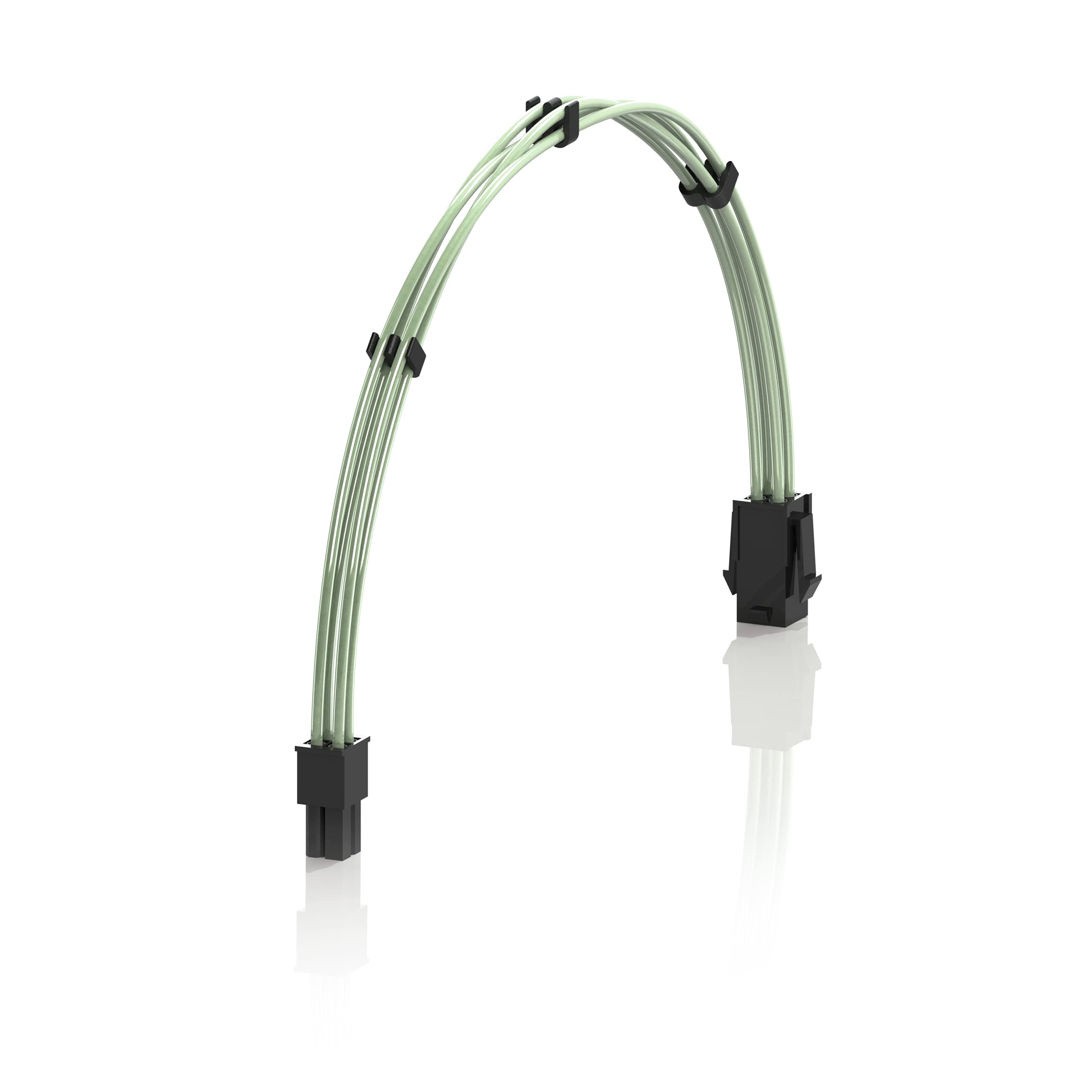 LINKUP - 30cm 4 Pin CPU PSU Cable Extension 18AWG Oxygen Free Copper (OFC) Teflon Jacket Custom Mod PC w/Combs | Single Pack | 300mm - Green