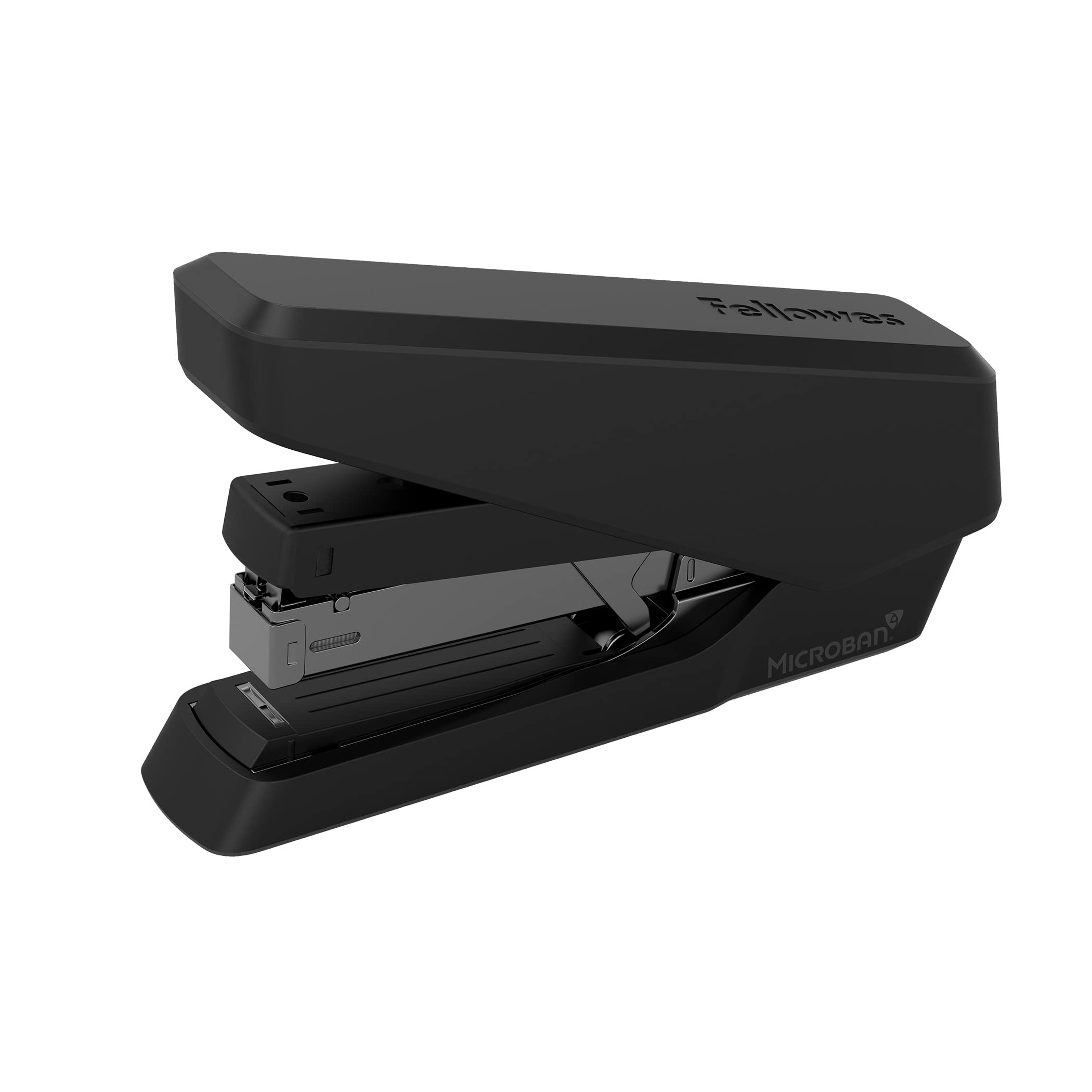 Fellowes Jam Free Stapler, 40 Sheet Capacity - LX870 EasyPress Full Strip Antibacterial Manual Stapler- Uses Both 24/6mm and 26/6mm Staples - Black