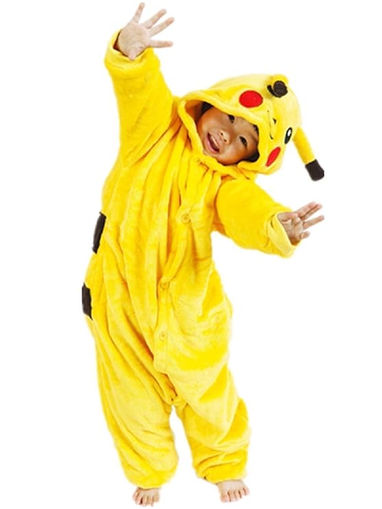 Größe 8-9 Jahre - Pyjama oder Kostüm - Verkleidung - Karneval - Halloween - Pikachu - Pokemon - Gelb - Unisex - Kinder