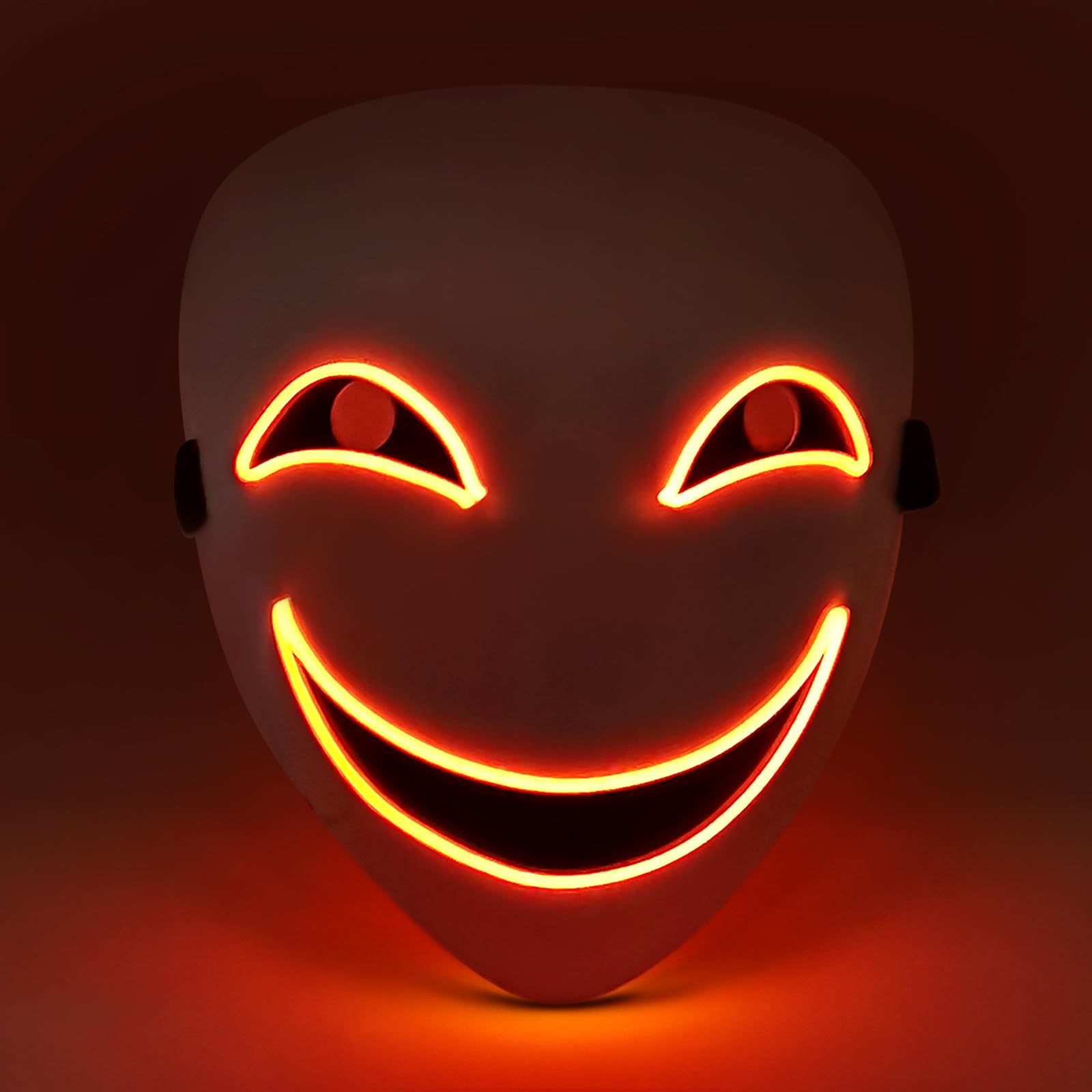 Landifor LED Halloween Mask Scary Light Up Face Mask with 3 Lighting Modes Halloween Creepy Smile Mask Demon Cosplay Mask Full Face LED Mask Halloween Gifts for Kid Adult Men Women