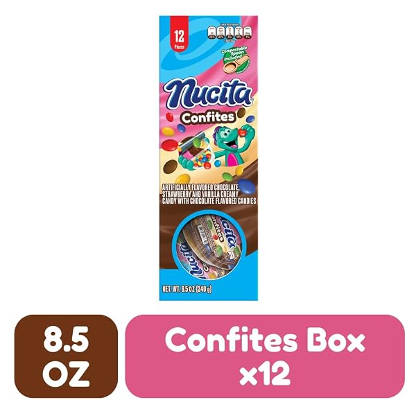 NUCITA CONFITES, CREAMY CHOCOLATE, VANILLA AND STRAWBERRY CANDY,12 CT BOX, 8.5 OZ