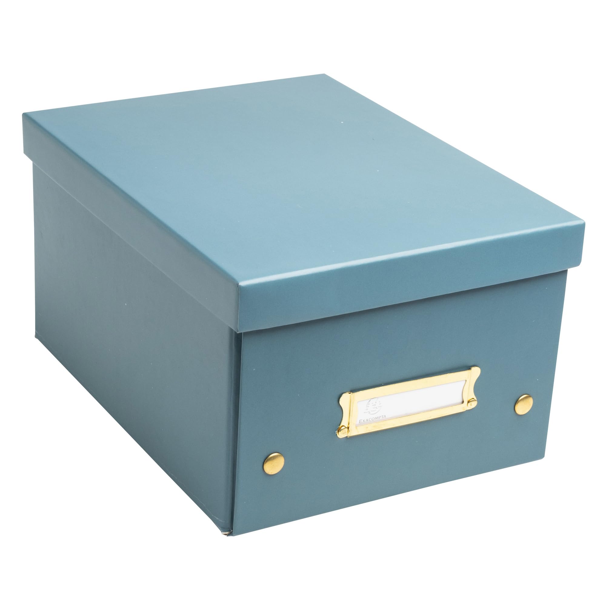 Exacompta - Ref 62253E - 1 Neo Deco storage box - cardboard - delivered flat packed - easy to assemble thanks to press studs - size A5 - dimensions 20 x 26 x 15 cm - duck blue