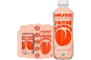 MY MUSE MyMuse Organic Enhanced Flavored Water, Peach Mango, 16.9oz Bottle (12 Pack), Zero Sugar Added, With Zinc, Vitamin A, C & E, Elderberry, Immunity Support, Low Calories, Healthy, Organic, Keto Friendly