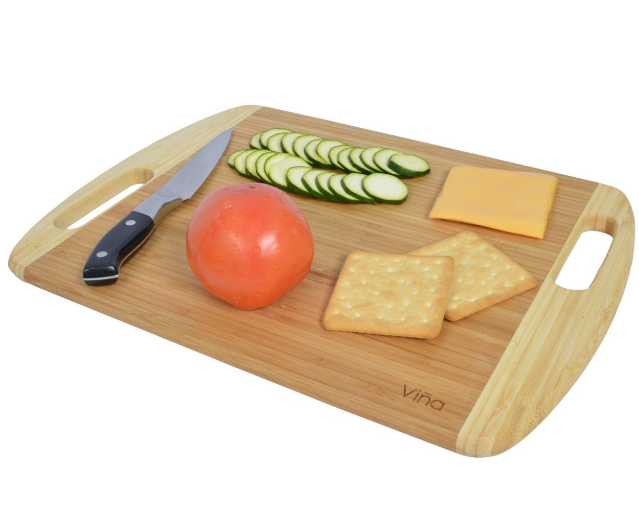 Vina Extra Large Bamboo Cutting Board with Handles, 16\