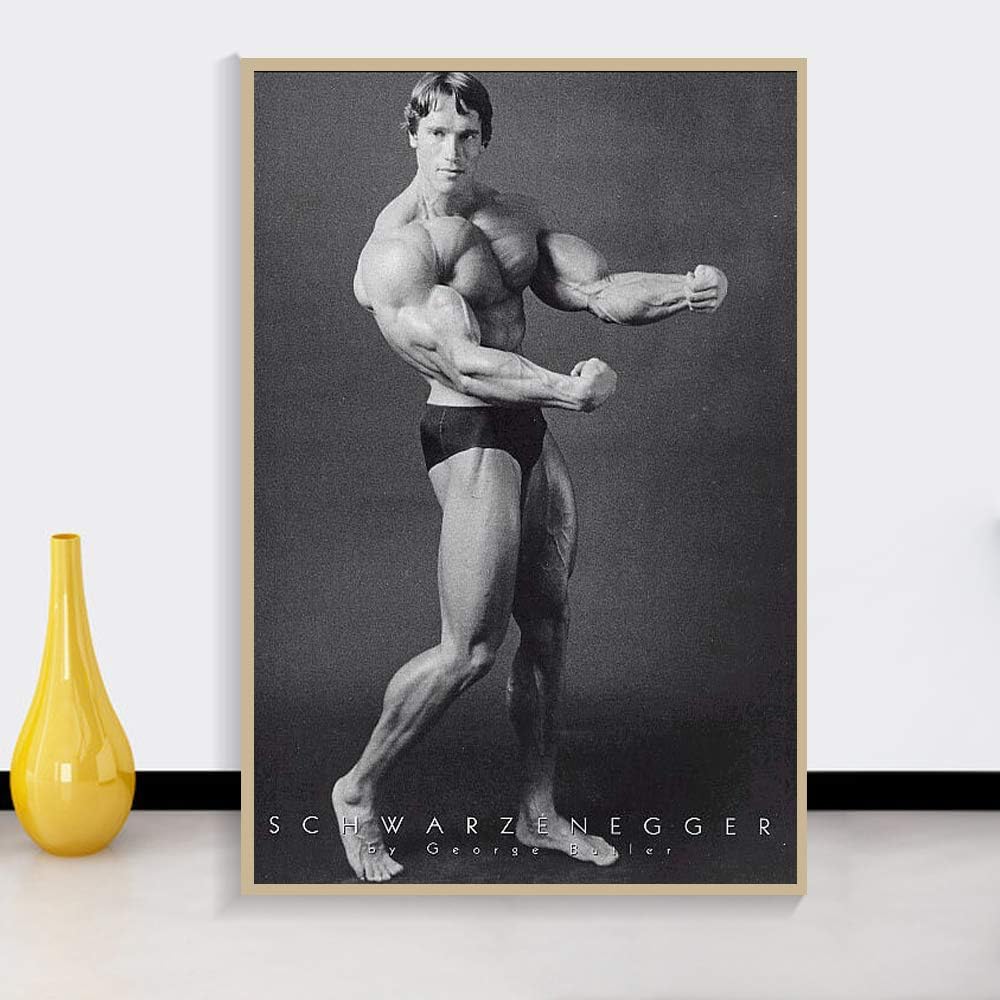 yhyxll Arnold Schwarzenegger Bruce lee Bodybuilding Motivational Kungfu Poster Print Wall Art Picture Canvas Painting for Living Room D 60X80cm