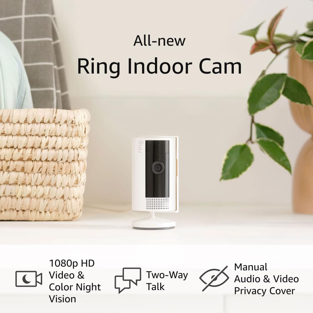 2 Ring Indoor Cam (2nd Gen), White with 2 Ring Pet Tag